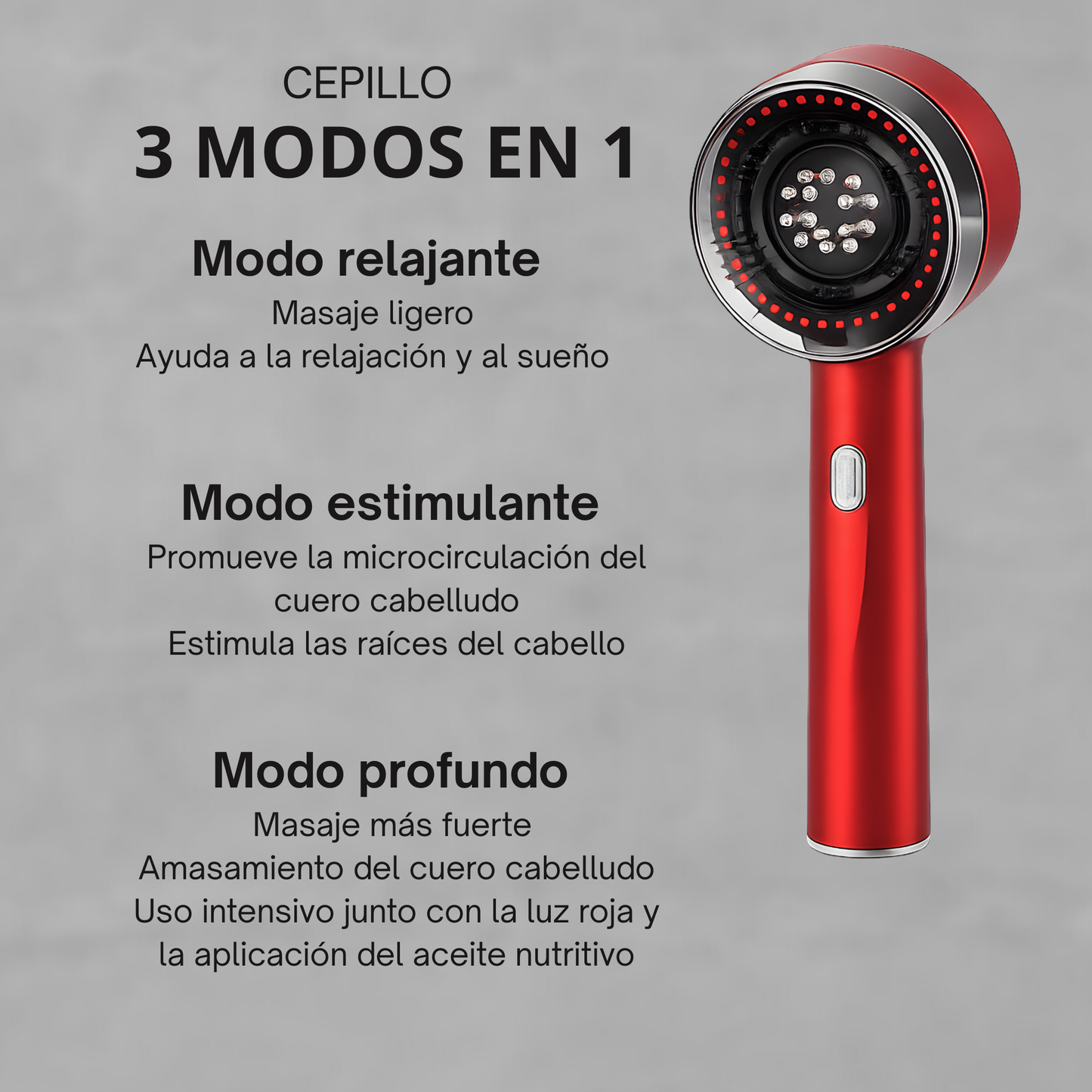 Cepillo Capilar Masajeador led